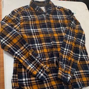 Denim & Flower Navy and Mustard Plaid Shirt